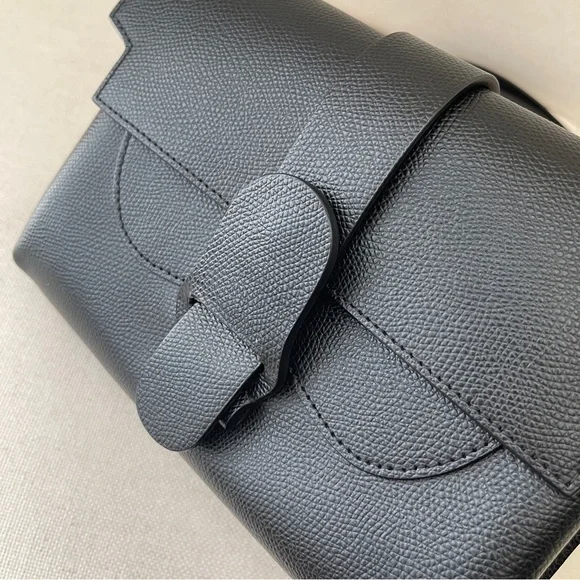 SENREVE Aria Belt Bag in Pebbled Black Leather with Gold Hardware